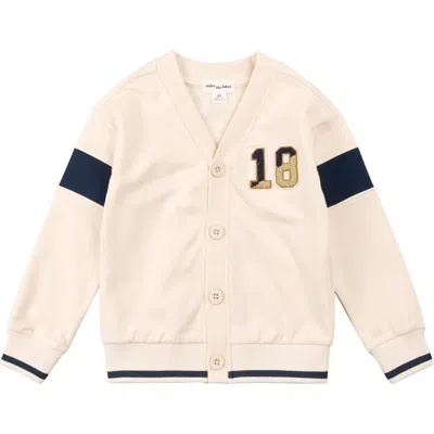 Miles The Label Kids' Varsity Cotton Cardigan In Neutral