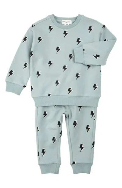 Miles The Label Babies'  Lightning Print Sweatshirt & Joggers Set In Blue