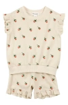 Miles The Label Orange Print Terry Cloth Top & Shorts Set