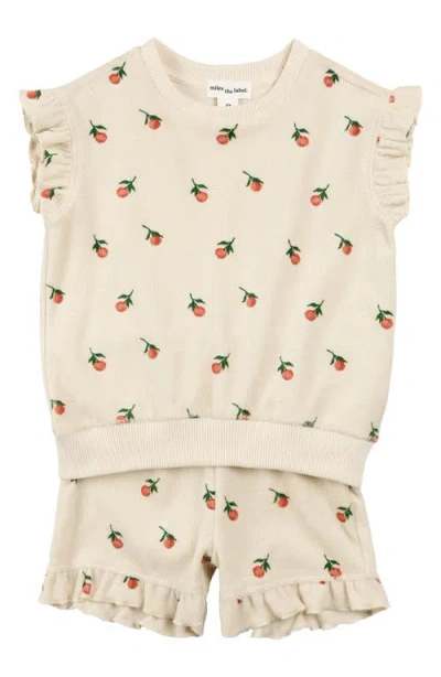 Miles The Label Babies'  Orange Print Terry Cloth Top & Shorts Set