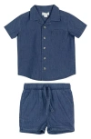 MILES THE LABEL MILES THE LABEL ORGANIC COTTON CHAMBRAY SHORT SLEEVE SHIRT & SHORTS SET