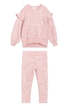 Miles The Label Paisley Print Sweatshirt & Leggings Set In Pink Light