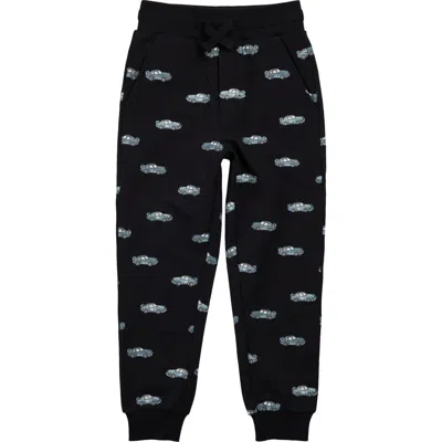 Miles The Label Kids'  Racecar Stretch Organic Cotton French Terry Joggers In Black