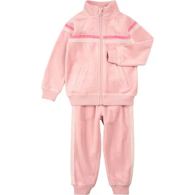 Miles The Label Babies'  Retro Velour Track Jacket & Pants Set In Pink