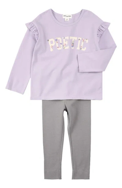 Miles The Label Babies'  Ruffle Cotton Jersey Top & Leggings Set In Purple