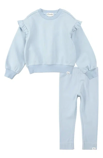 Miles The Label Babies'  Ruffle Sweatshirt & Leggings Set In Blue