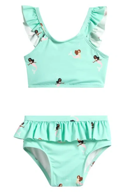 Miles The Label Babies'  Ruffle Two-piece Swimsuit In Green