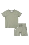 Miles The Label Sage Shirt & Shorts Set In Dusty Green