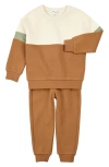 Miles The Label Sienna Ottoman Colorblock Sweatshirt & Joggers Set In Brown