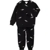Miles The Label Space Shuttle French Terry Sweatshirt & Joggers Set In Black