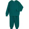 Miles The Label Spruced Up Ottoman Rib Organic Cotton Sweatshirt & Joggers Set In Teal