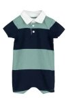 Miles The Label Stripe Rugby Romper In Teal