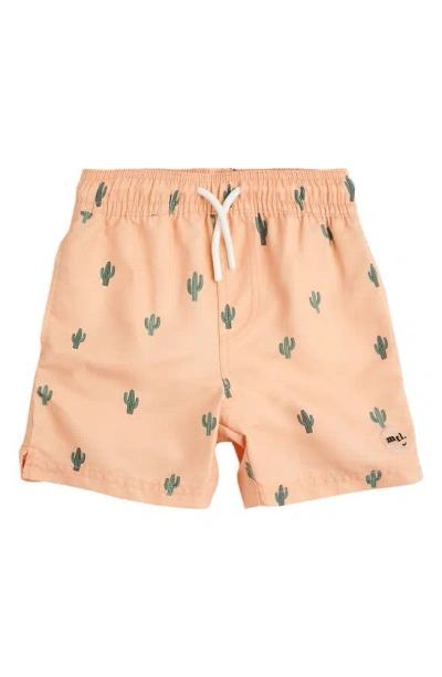 Miles Baby Kids' Cactus On Apricot Swim Trunks In Orange