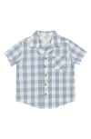 MILES BABY MILES BABY KIDS' CHECK SHORT SLEEVE ORGANIC COTTON BUTTON-UP SHIRT