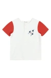 MILES BABY MILES BABY KIDS' FIGHTER JET EMBROIDERED COLORBLOCK ORGANIC COTTON HENLEY