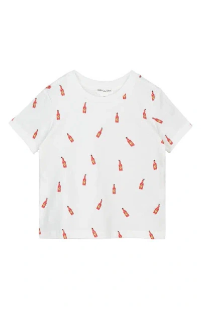 Miles Baby Kids' Hot Sauce Print Organic Cotton T-shirt In Off White