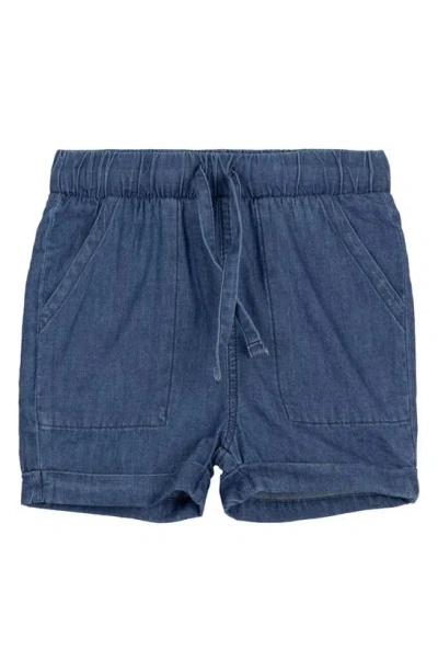 Miles Baby Kids' Organic Cotton Chambray Shorts In Blue Denim