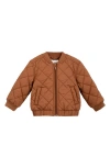 MILES BABY KIDS' QUILTED ORGANIC COTTON ZIP-UP BOMBER JACKET