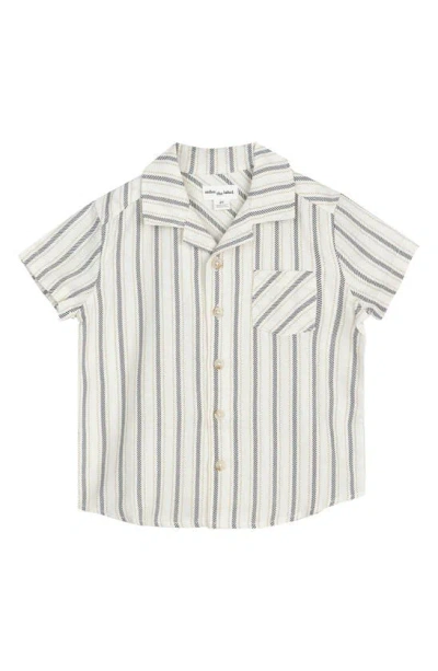 Miles Baby Kids' Stripe Linen Blend Camp Shirt In Beige