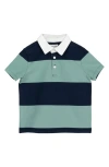 MILES BABY MILES BABY KIDS' STRIPE SHORT SLEEVE ORGANIC COTTON RUGBY SHIRT