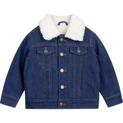 Miles Baby Miles The Label Kids' Classic Faux Shearling Lined Denim Jacket In Blue Denim