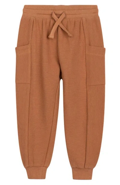 Miles Baby Miles The Label Kids' Cotton Ottoman Joggers In Brown Leather