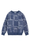 Miles Baby Miles The Label Kids' Paisley Print French Terry Sweatshirt In Blue Dusty