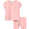 Miles Baby Rose Basics T-shirt & Bike Shorts Set In Light Pink