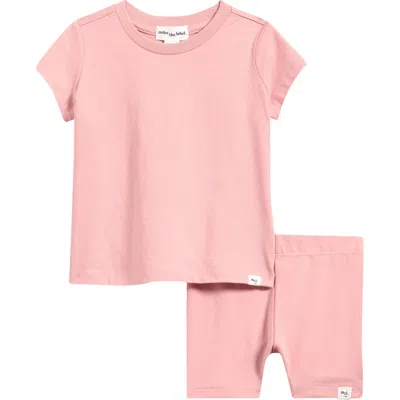 Miles Baby Rose Basics T-shirt & Bike Shorts Set In Light Pink