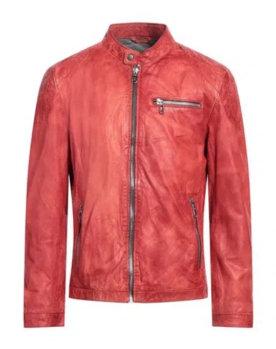 Milestone Man Jacket Brick Size 48 Lambskin In Red