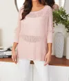 Milio Milano Boatneck Drop Shoulder Long Sleeve Sweater In Blush