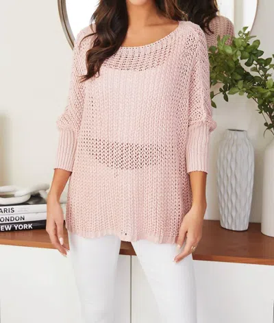 Milio Milano Boatneck Drop Shoulder Long Sleeve Sweater In Blush
