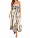 Milio Milano Boho Floral Jumpsuit In White In Neutral