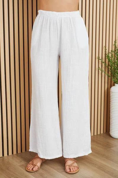 Milio Milano Cotton Gauze Drawstring Wide Leg Pants In White