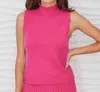 Milio Milano Cozy Knit Sleeveless Mock Neck Shell In Fuchsia In Pink