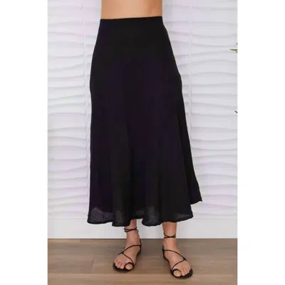 Milio Milano Crinkle Linen Midi Skirt In Black