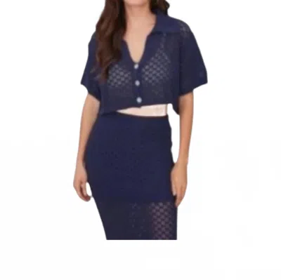 Milio Milano Crochet Knit Cropped Top In Blue