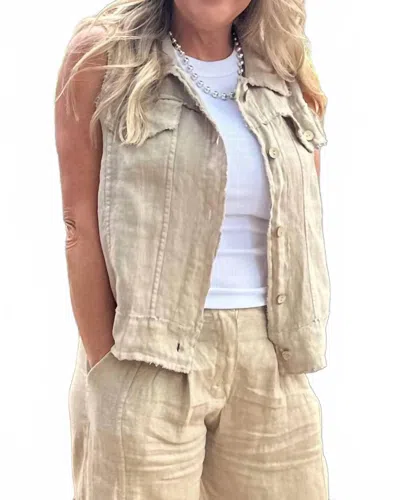 Milio Milano Fringe Hem Vest In Earth Beige In Neutral