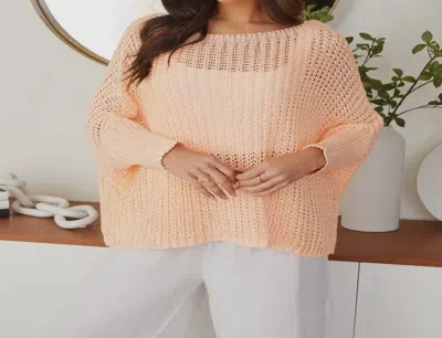 Milio Milano Italian Boatneck Knit Sweater In Peach In Pink