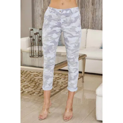 Milio Milano Italian Camoflauge Chinos Slim Pants In Sky Blue