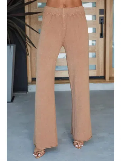 Milio Milano Italian Knit Cozy Flare Pant In Camel