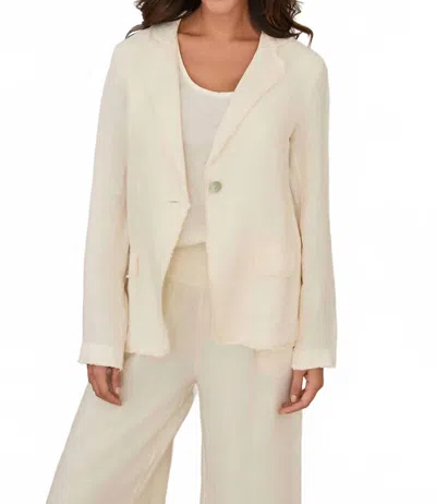 Milio Milano Italian Linen Blazer With Frayed Hem And Lapel In Beige In Neutral