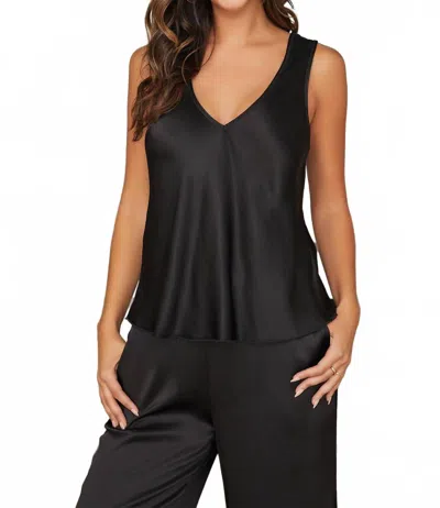 Milio Milano Italian Linen Collection V-neck Wide Strap Tank Top In Black In Multi
