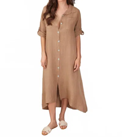 Milio Milano Italian Linen Dress In Brown