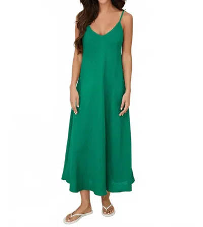 Milio Milano Italian Linen Full Length Slip Dress In Green