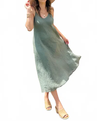 Milio Milano Italian Maxi Dress In Army Green