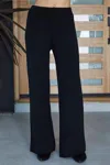 Milio Milano Italian Viscose Knit Flared Pants In Black In Black