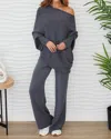 Milio Milano Italian Viscose Knit Flared Pants In Charcoal