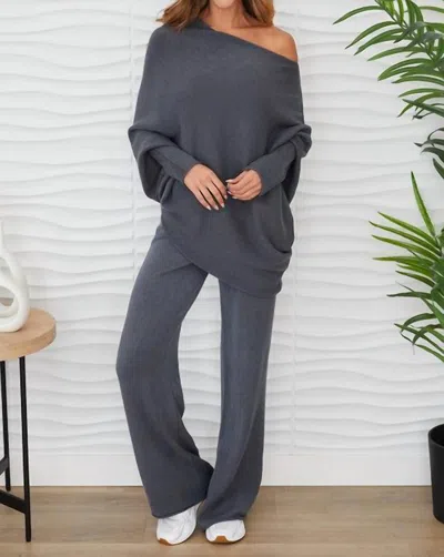 Milio Milano Italian Viscose Knit Flared Pants In Charcoal