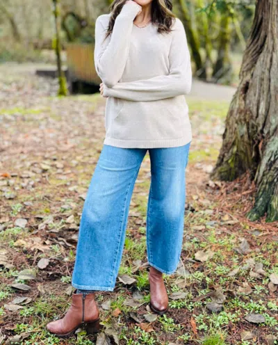 Milio Milano Knit Pullover Top W/ Pocket In Beige